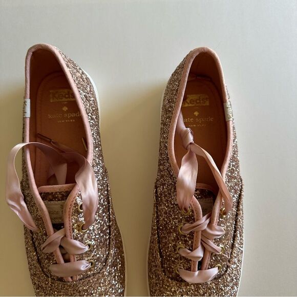 Ked’s X Kate Spade Rose Gold Glitter Champion Celebration Lace Up Sneakers - Picture 6 of 10